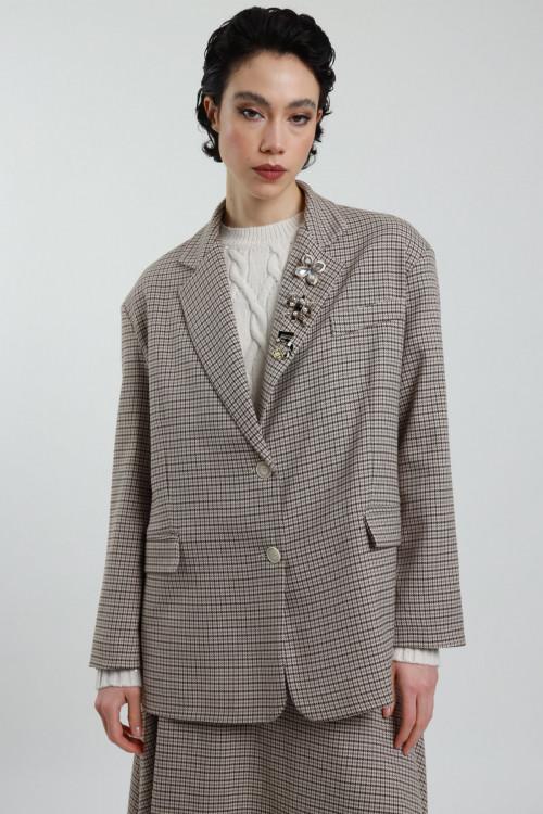 Susy Mix Blazer Over Pied De Poule