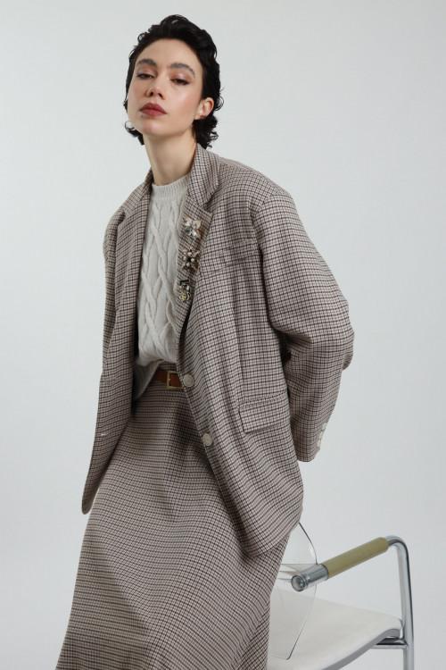 Susy Mix Blazer Over Pied de Poule