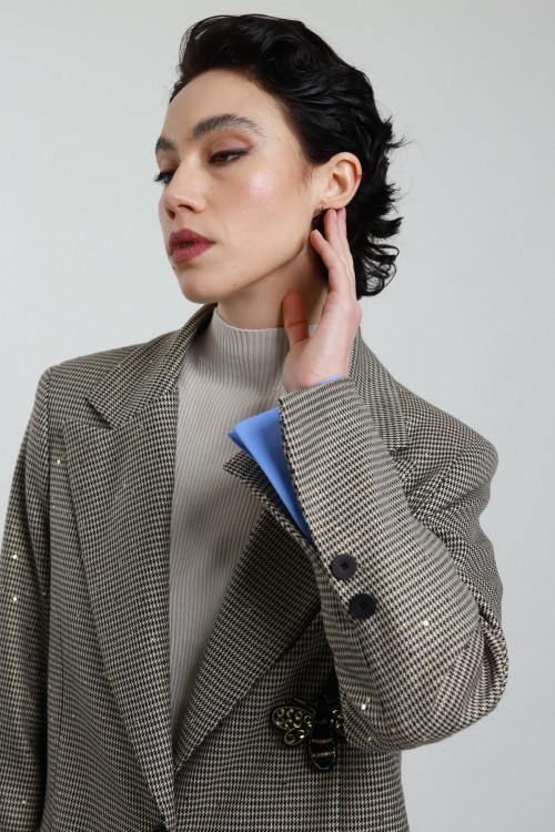 Susy Mix Blazer Pied De Poule Con Micro Paillettes