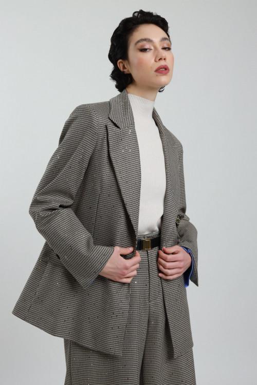 Susy Mix Blazer Pied De Poule Con Micro Paillettes