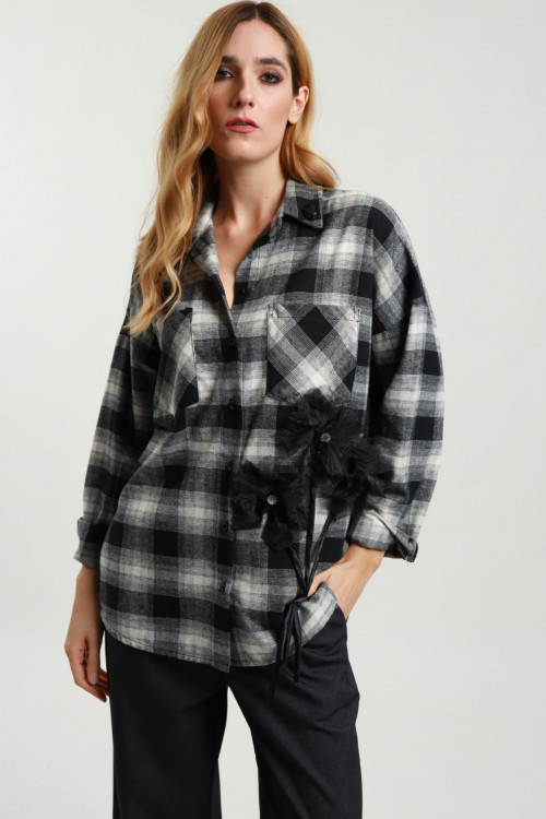 Susy Mix Camicia Check Con Fiori