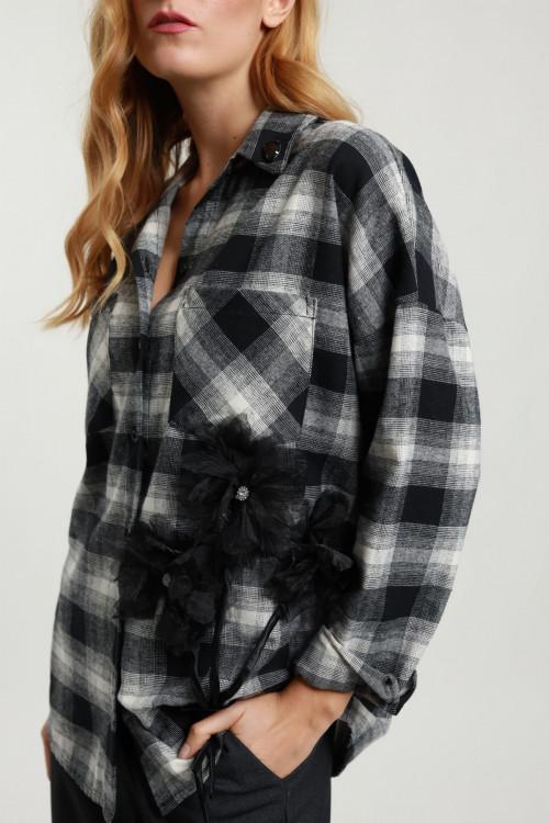 Susy Mix Camicia Check Con Fiori