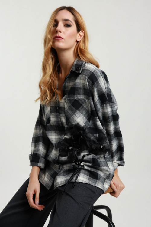 Susy Mix Camicia Check con Fiori