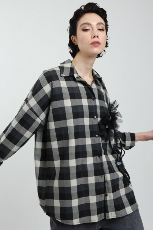 Susy Mix Camicia Quadri Con Fiori