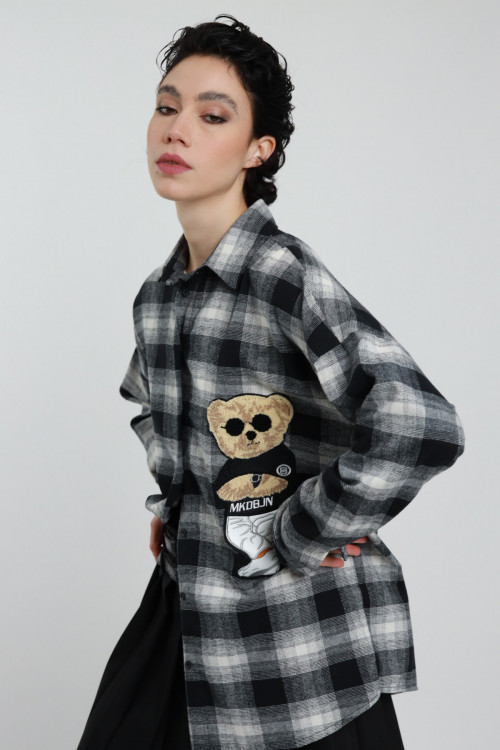 Susy Mix Camicia Quadri Con Orso