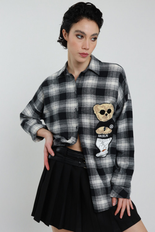Susy Mix Camicia Quadri con Orso