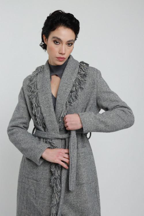 Susy Mix Cappotto con Frange