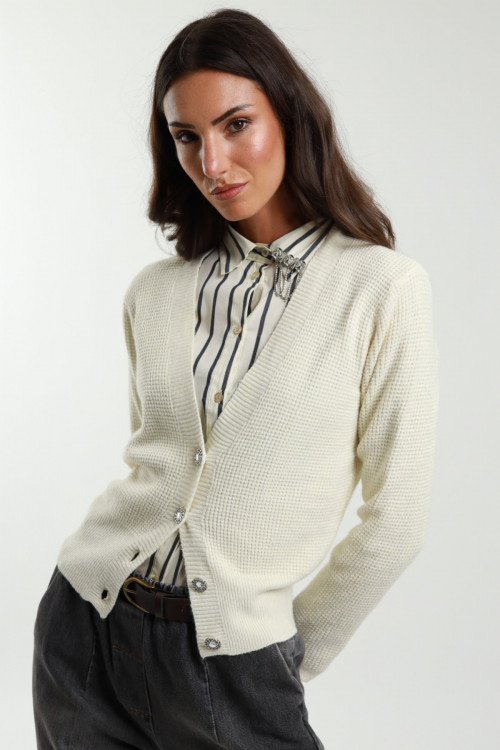Susy Mix Cardigan Bottoni Gioiello