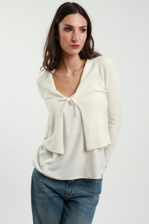 Susy Mix Cardigan Crop Con Laccetto