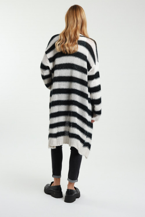 Susy Mix Cardigan Lungo A Righe