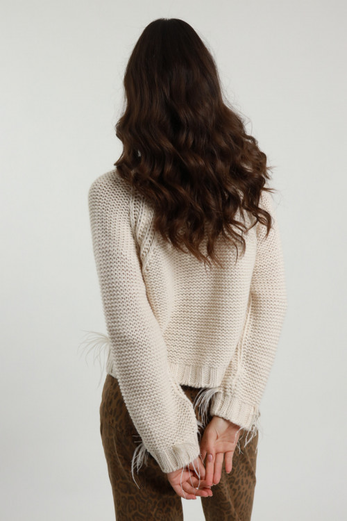 Susy Mix Cardigan Trecce E Piume