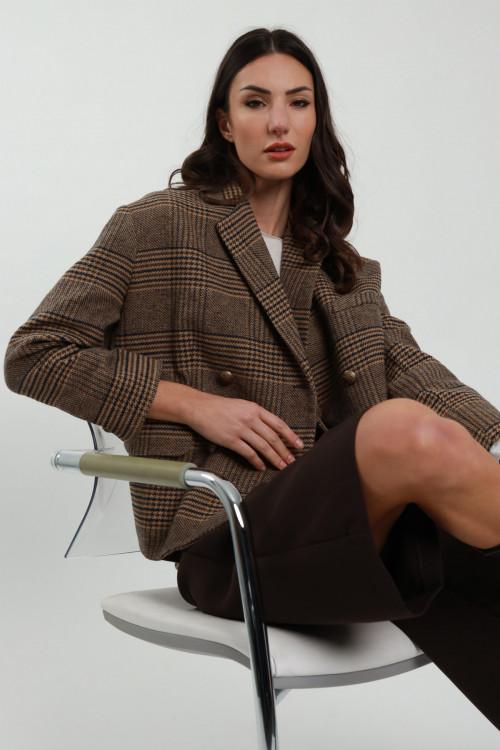 Susy Mix Giacca Check Doppio Petto