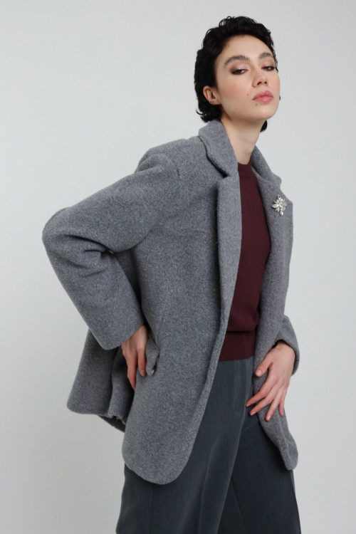 Susy Mix Giacca in Panno con Spilla