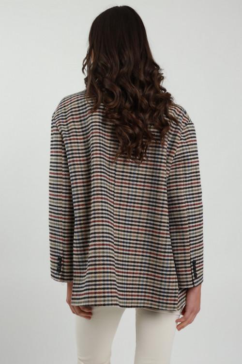 Susy Mix Giacca Over Check Con Spille