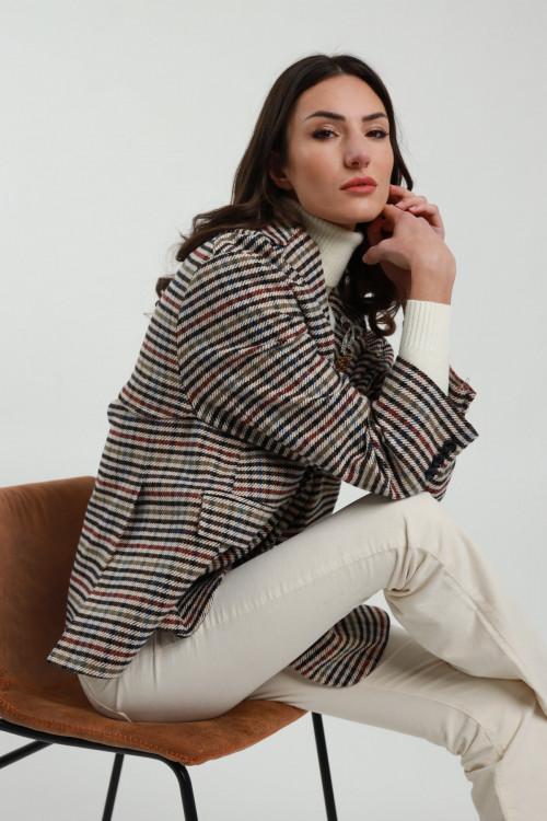 Susy Mix Giacca Over Check con Spille