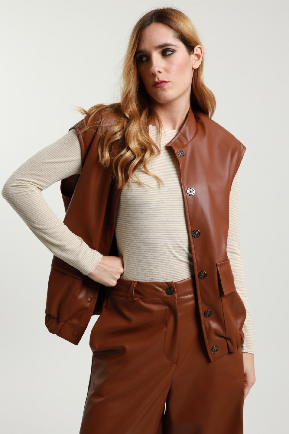 Susy Mix Gilet Ecopelle Oversize