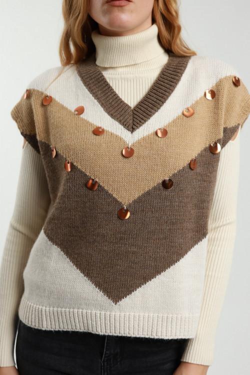 Susy Mix Gilet Scollo V Con Paillettes