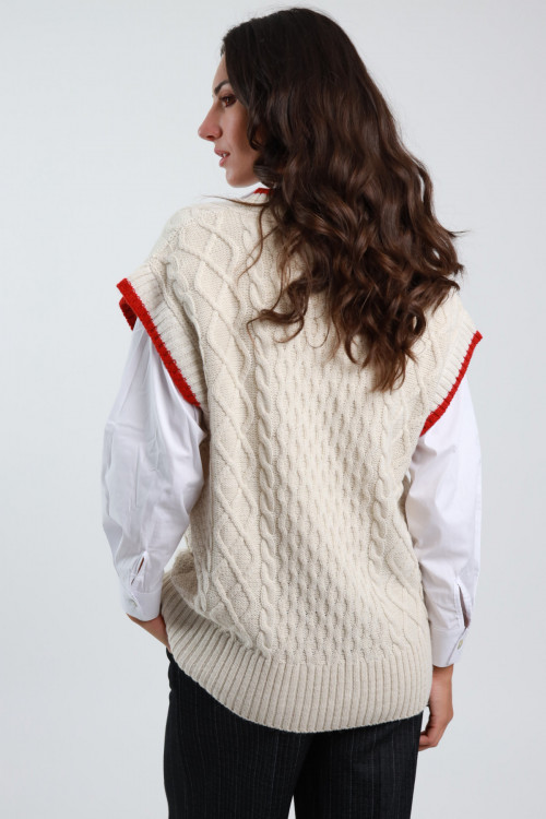 Susy Mix Gilet Trecce Scollo V