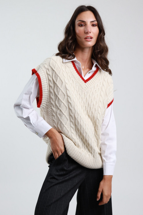 Susy Mix Gilet Trecce Scollo V