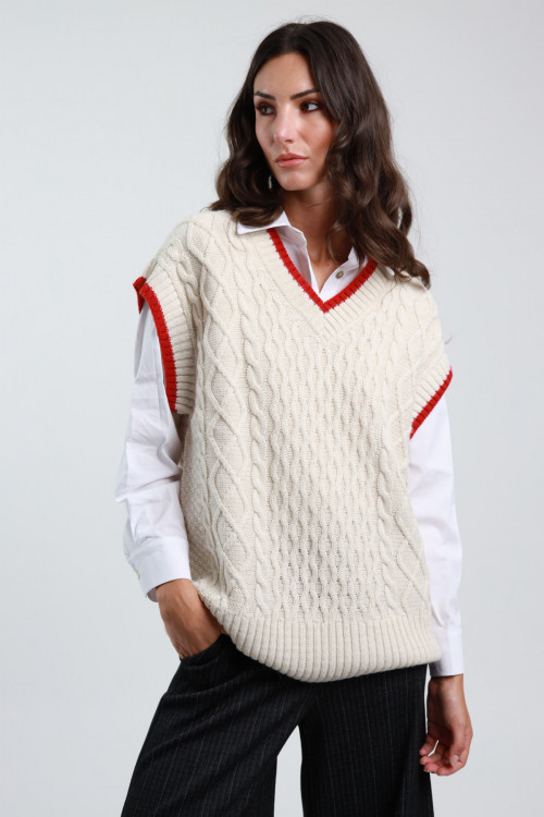 Susy Mix Gilet Trecce Scollo V