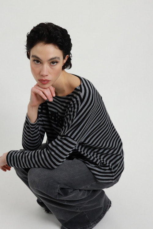 Susy Mix Maglia A Righe "bonjour"