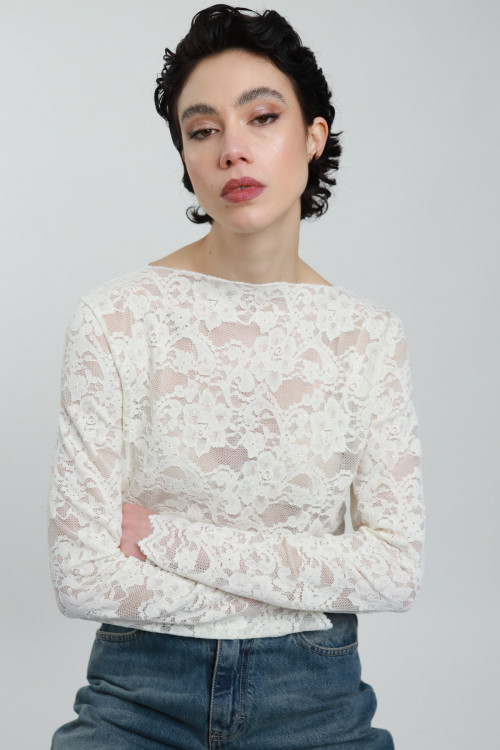 Susy Mix Maglia Pizzo Con Micro Paillettes