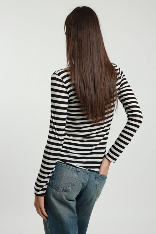 Susy Mix Maglia Righe Scollo Barchetta