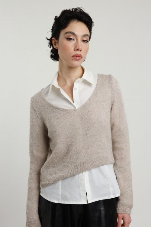 Susy Mix Maglia Scollo V Con Punti Luce