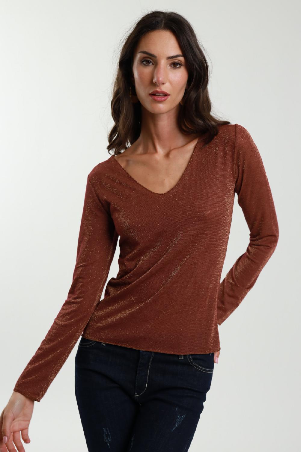 Susy Mix Maglia Scollo V Lurex