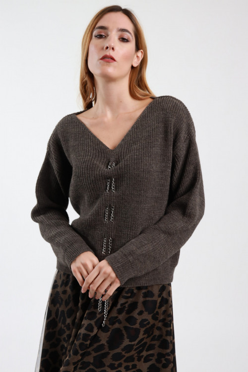 Susy Mix Maglione Scollo V Catena