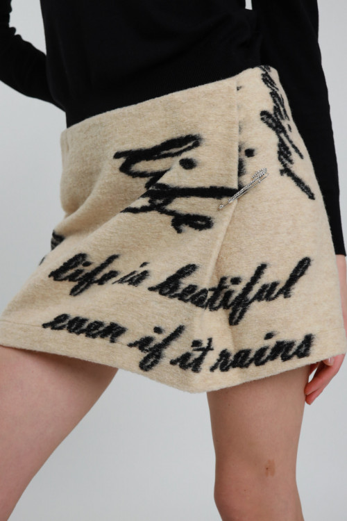 Susy Mix Mini Gonna A Portafoglio In Lana Cotta