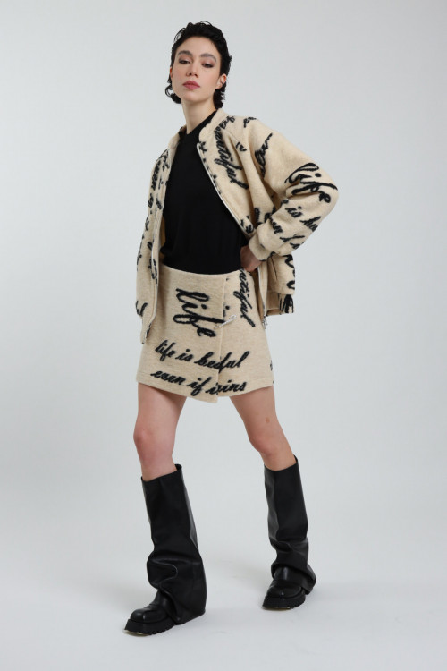 Susy Mix Mini Gonna a Portafoglio in Lana Cotta