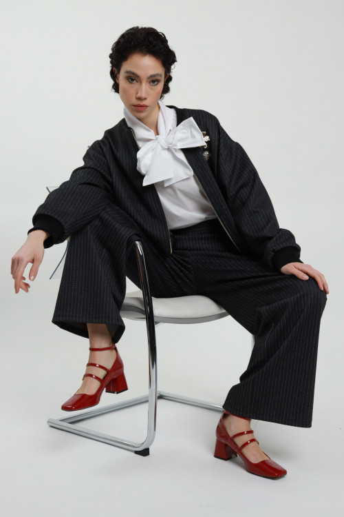 Susy Mix Pantalone Dritto Gessato