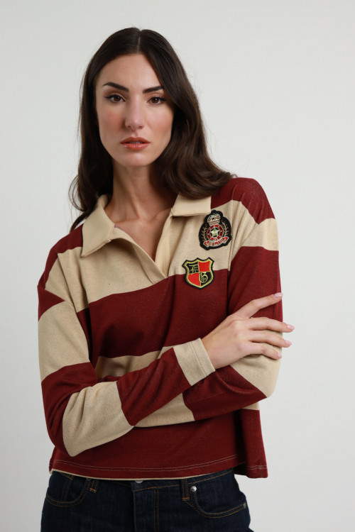 Susy Mix Polo Rigata Maniche Lunghe