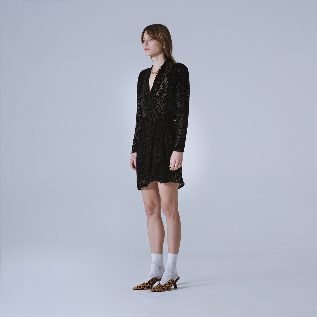 Sveta Milano Abito Cambridge In Velluto Con Motivo Leopardo