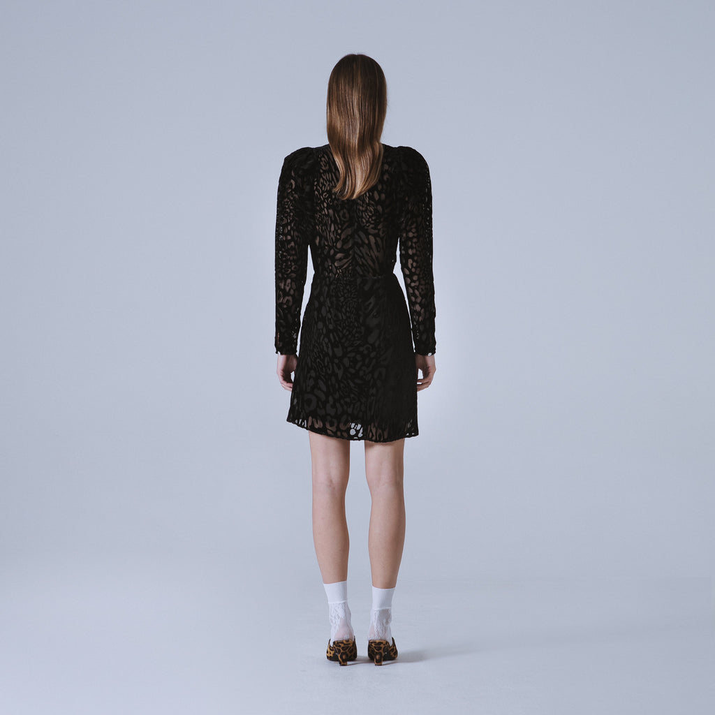 Sveta Milano Abito Cambridge In Velluto Con Motivo Leopardo