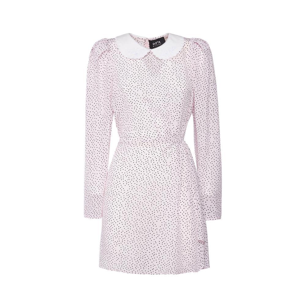 Sveta Milano Abito corto a pois Columbia con colletto ricamato