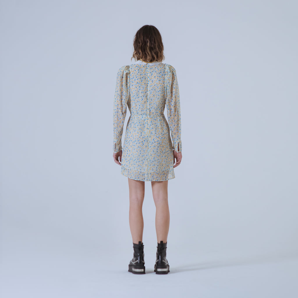 Sveta Milano Abito Corto Floreale Columbia Con Colletto Ricamato