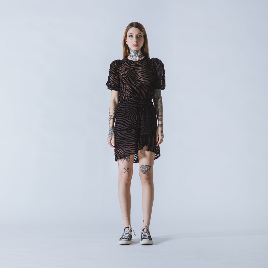 Sveta Milano Abito Corto Joan In Velluto Nero Devorato