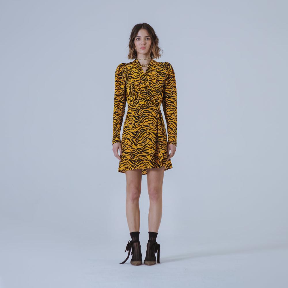 Sveta Milano Abito Corto Leopardato Cambridge In Seta