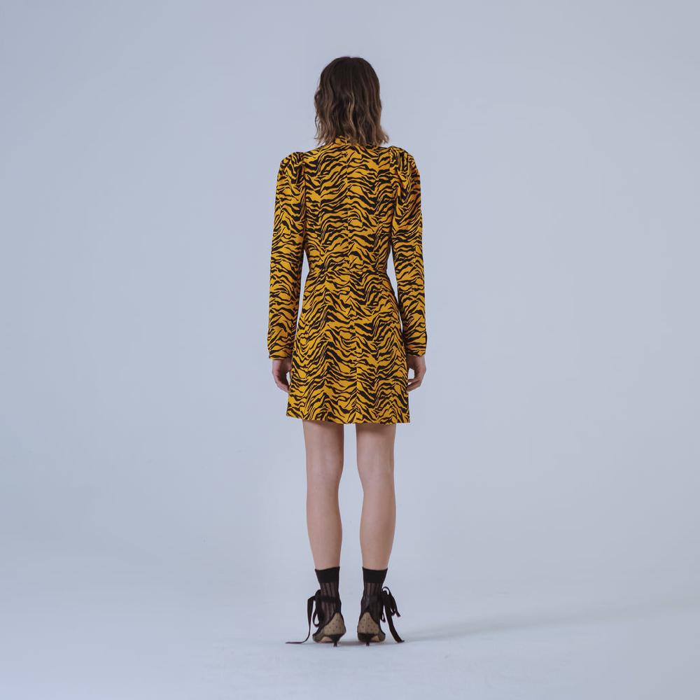 Sveta Milano Abito Corto Leopardato Cambridge In Seta