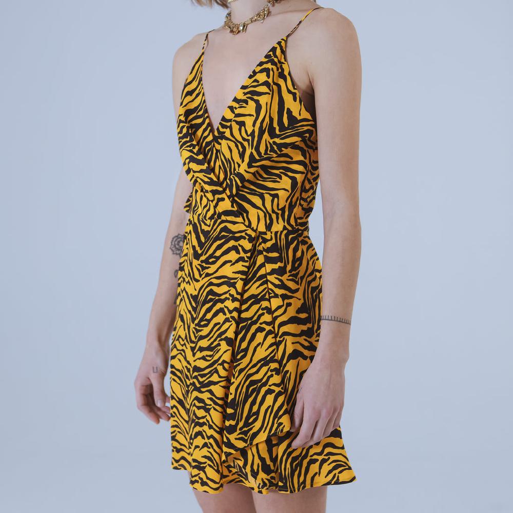 Sveta Milano Abito Corto Nancy Con Stampa Tigrata Su Seta