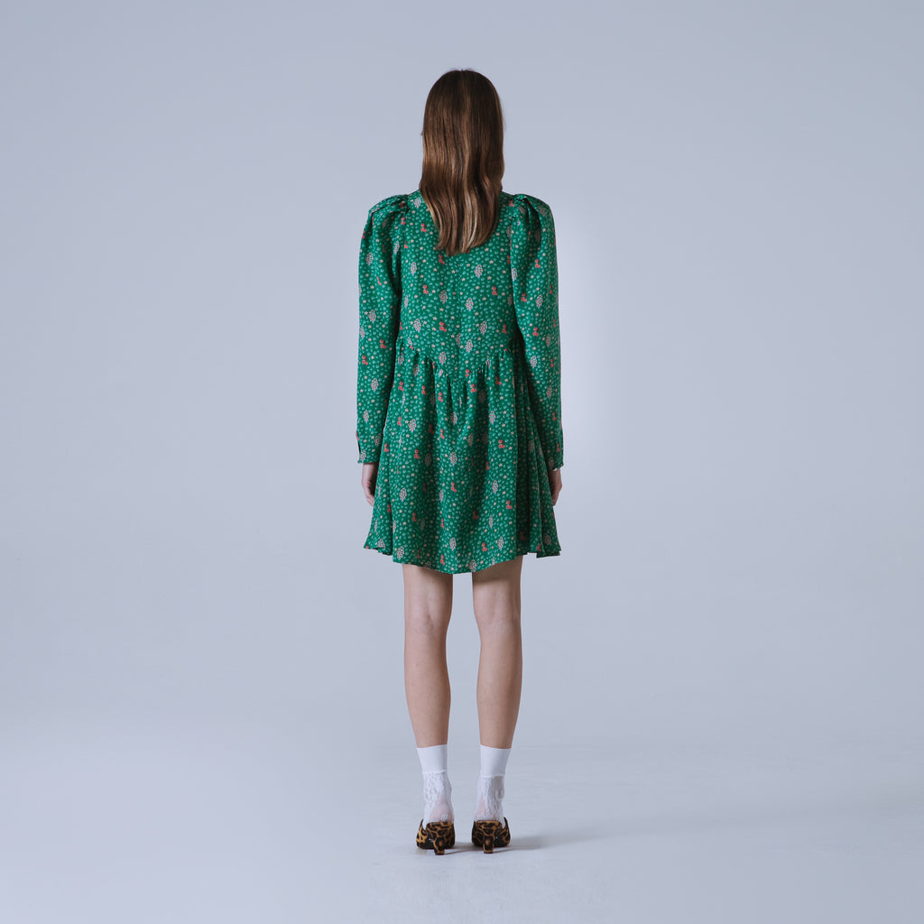 Sveta Milano Abito Corto Oxford Con Stampa Floreale Su Crêpe De Chine Di Seta | Limited Edition