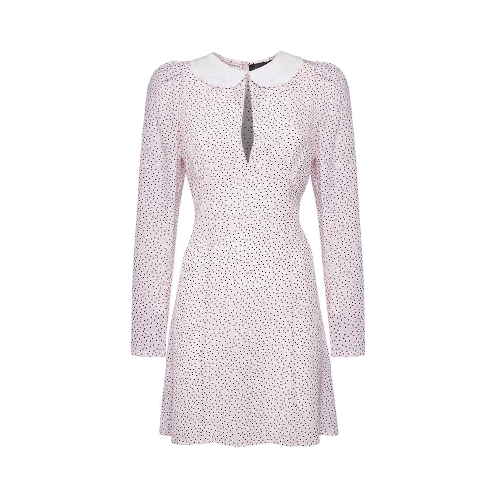 Sveta Milano Abito in seta a pois con colletto ricamato