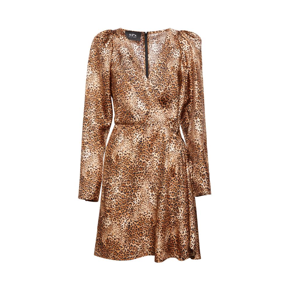 Sveta Milano Abito in seta Artemide con stampa leopardo