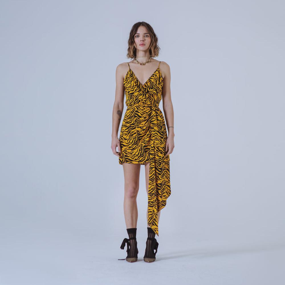 Sveta Milano Abito In Seta Miami Con Fantasia Tigrata