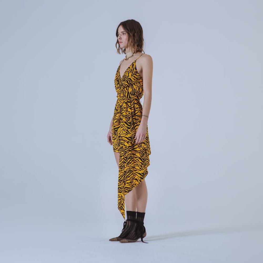 Sveta Milano Abito In Seta Miami Con Fantasia Tigrata