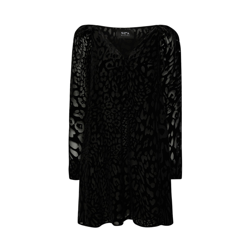 Sveta Milano Abito Yale con motivo leopardo su velluto nero