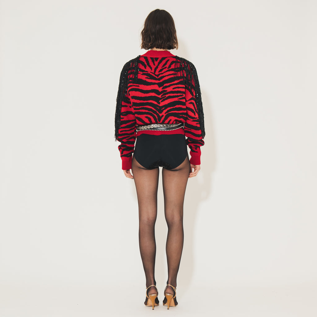 Sveta Milano Cardigan Corto Dakota Con Frange In Paillettes