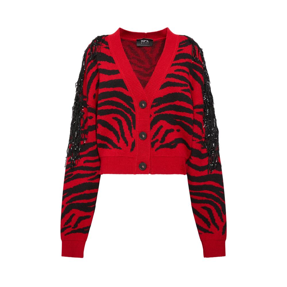 Sveta Milano Cardigan corto Dakota con frange in paillettes